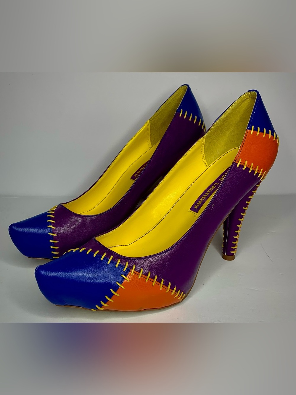 Chinese Laundry Colorblock Patchwork Leather Platform Pumps Heels